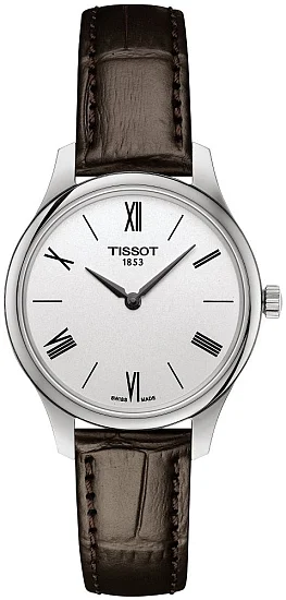 Tissot Tradition Lady Ultra Fine Brown Strap White Dial T0632091603800
