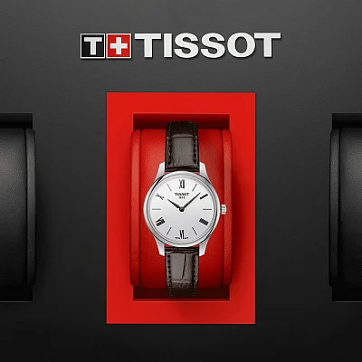 Tissot Tradition Lady Ultra Fine Brown Strap White Dial T063.209.16.038.00