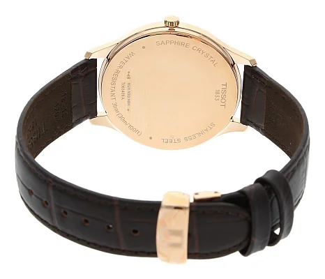 Tissot Tradition Ultra Fine Brown Leather White Dial Rose Gold PVD T063.409.36.018.00