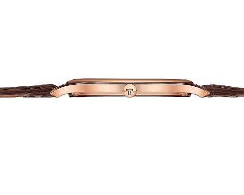Tissot Tradition Ultra Fine Brown Leather White Dial Rose Gold PVD T063.409.36.018.00