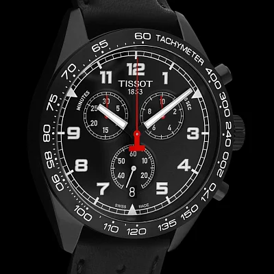 Tissot V8 Black PVD Black Dial Black Leather Strap T131.617.36.052.00