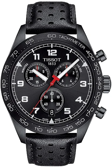 Tissot V8 Black PVD Black Dial Black Leather Strap T1316173605200