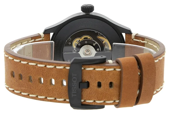 Tissot XL Automatic Brown Leather Black Dial Black PVD T116.407.36.051.01