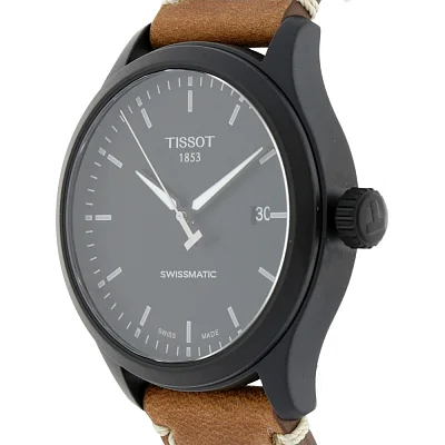 Tissot XL Automatic Brown Leather Black Dial Black PVD T116.407.36.051.01