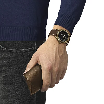 Tissot XL Automatic Brown Leather Black Dial Brown PVD T116.407.36.051.00