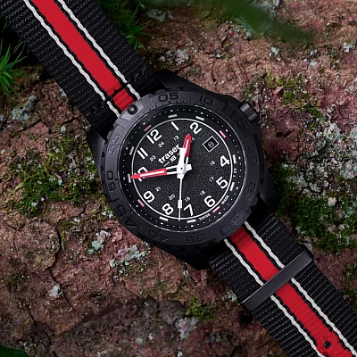 Traser P96 Outdoor Pioneer SPECTRALIGHT Black Dial Black-Red NATO Strap 111759