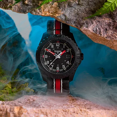Traser P96 Outdoor Pioneer SPECTRALIGHT Black Dial Black-Red NATO Strap 111759