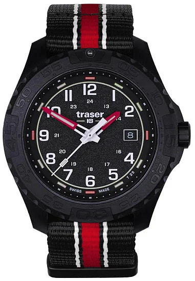 Traser P96 Outdoor Pioneer SPECTRALIGHT Black Dial Black-Red NATO Strap 111759