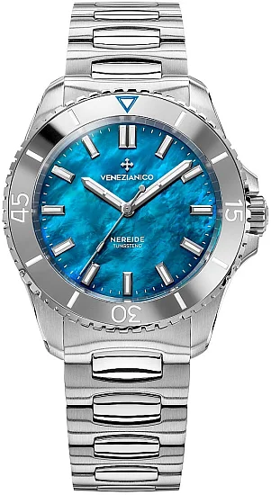 Venezianico Nereide 39 Automatico Tungsteno Mother of Pearl Canova Bracelet Blue 3121541C