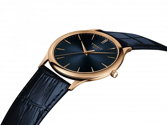 Tissot Excellence Rose Gold Blue Leather Blue Dial T926.410.76.041.00