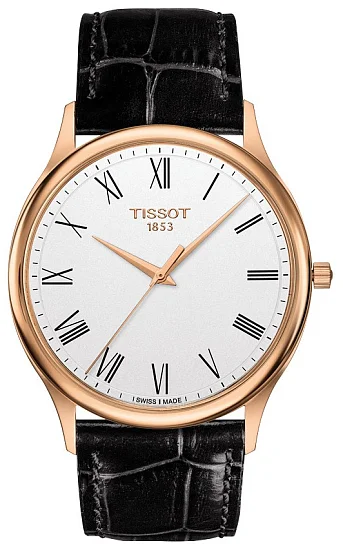 Tissot Excellence Rose Gold Black Leather White Dial T9264107601300