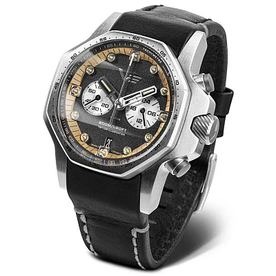 Vostok Europe Atomic Age Sakharov Quartz Chrono Date Tachymeter Straps Set VK64-640A698