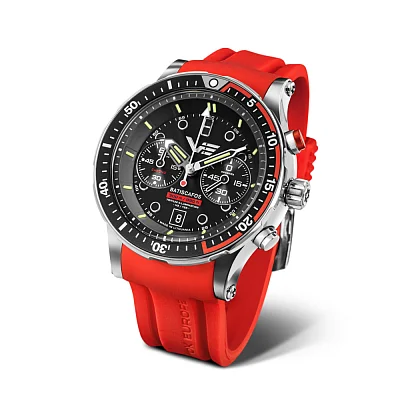 Vostok Europe Batiscafos Quartz Chrono Date Black Leather Straps Set 6S21-511A771