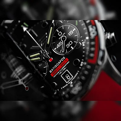 Vostok Europe Batiscafos Quartz Chrono Date Black Leather Straps Set 6S21-511A771