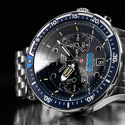 Vostok Europe Batiscafos Quartz Chrono Date Blue Leather Straps Set 6S21-511A772