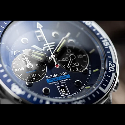 Vostok Europe Batiscafos Quartz Chrono Date Blue Leather Straps Set 6S21-511A772