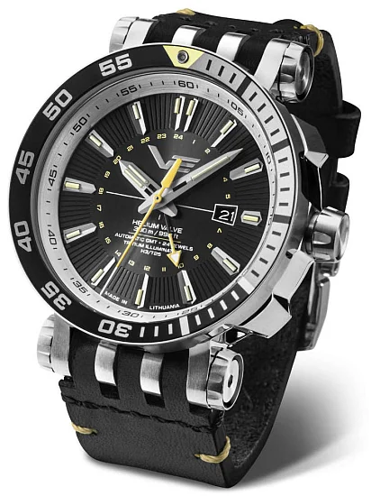 Vostok Europe Energia Automatic GMT Date Black Leather Straps Set NH34-575A718