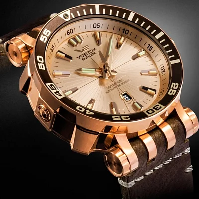 Vostok Europe Energia Automatic GMT Date Brown Leather Straps Set NH35A-575B281