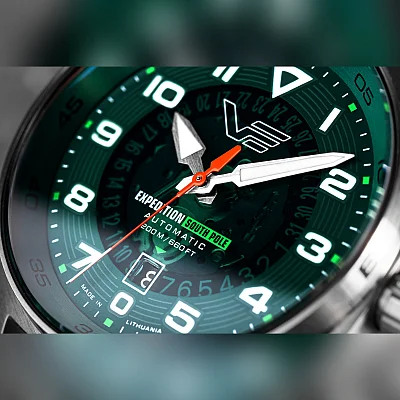 Vostok Europe Expedition Southpole Automatic Green Dial Brown Leather Strap NH35A-592A759