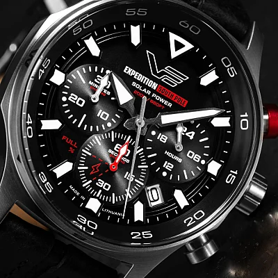 Vostok Europe Expedition Southpole Solar Chrono Date Brown Leather Strap VR42-592A761