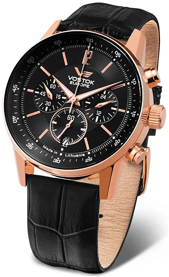 Vostok Europe GAZ-14 Limousine Quartz Black Leather Strap VK63-560B689