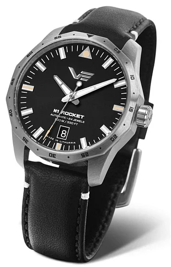 Vostok Europe N1 Rocket Automatic Date Black Leather Strap NH35A-125A747