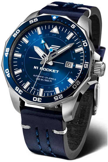 Vostok Europe N1 Rocket Automatic GMT Date Blue NH34-225A712