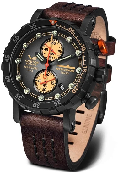 Vostok Europe Nuclear Submarine Quartz SSN 571 Black Leather Straps Set VK61-571C611