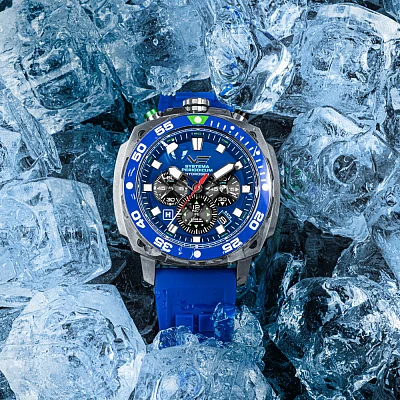 Vostok Europe Systema Periodicum Quartz Chrono Date Blue Straps Set VK67-650A720