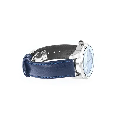 Vostok Europe Vilnele Lady Solar Date Mother-of-Pearl Diamonds Blue Leather Straps Set VS42-125A755