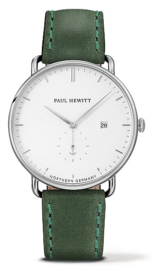 Paul Hewitt Grand Atlantic Line Silver White Sand Leather Green PH-TGA-S-W-12M