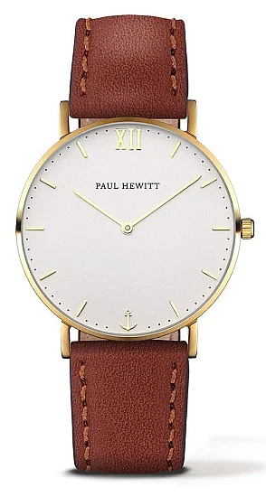 Paul Hewitt Sailor Line Gold White Sand Leather Brown PH-SA-G-ST-W-1M