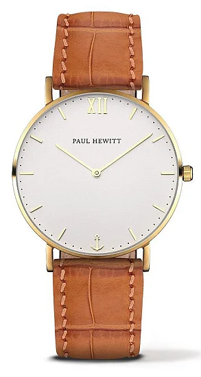 Paul Hewitt Sailor Line Gold White Sand Leather Brown PH-SA-G-ST-W-16M