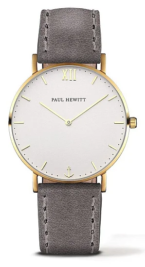 Paul Hewitt Sailor Line Gold White Sand Leather Grey PH-SA-G-ST-W-13M