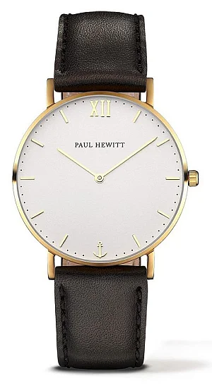 Paul Hewitt Sailor Line Gold White Sand Leather Black PH-SA-G-ST-W-2S