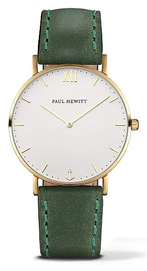 Paul Hewitt Sailor Line Gold White Sand Leather Green PH-SA-G-ST-W-12M