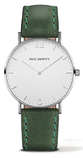 Paul Hewitt Sailor Line Silver White Sand Leather Green PH-SA-S-ST-W-12M
