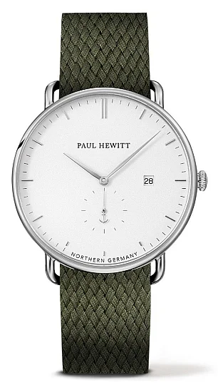 Paul Hewitt Grand Atlantic Line Silver White Sand Perlon Olive Green PH-TGA-S-W-20M