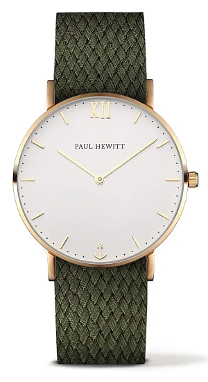 Paul Hewitt Sailor Line Gold White Sand Perlon Olive Green PH-SA-G-ST-W-20M