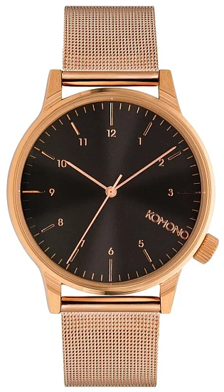 Komono Winston Royale Rose Gold-Black Mesh KOM-W2354