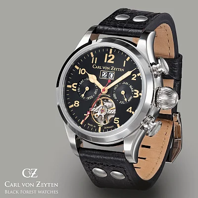 Carl von Zeyten Wutach Automatic Open-Heart Big Date Calendar CVZ0025BK