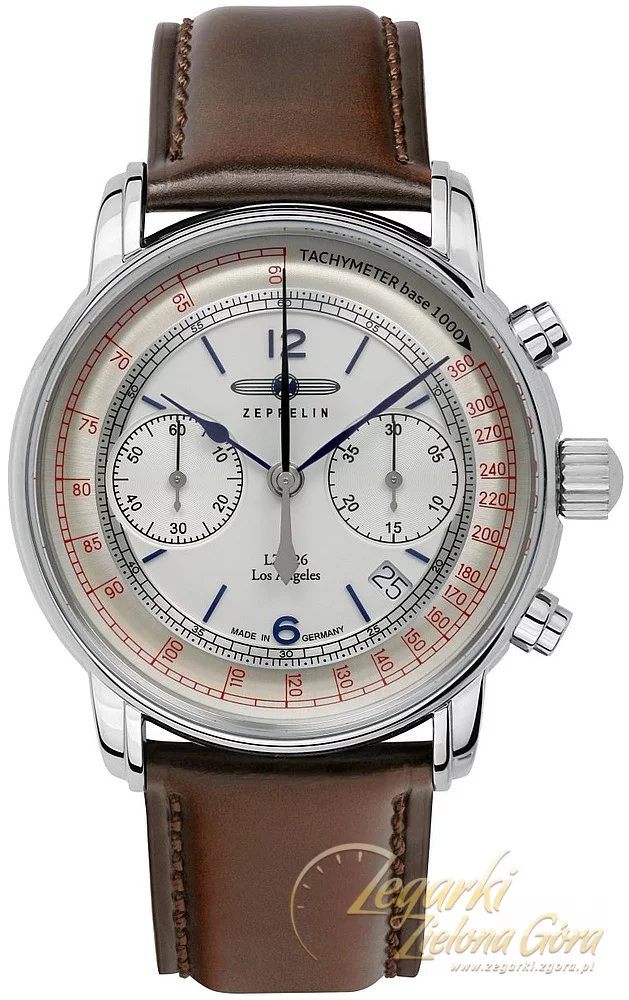 Zeppelin 100 Years Orologio Uomo 7680-1 – Quarzo, Cinturino In Pelle Vitello Marrone, Quadrante Bianco