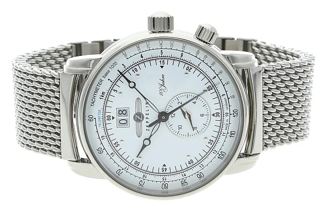 Zeppelin 100 Years Zeppelin Quartz Big Date GMT Mesh ZE-7640M-1
