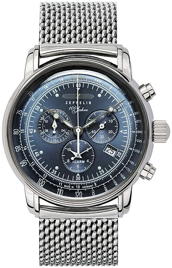 Zeppelin 100 Years Zeppelin Quartz Chrono Alarm Mesh ZE-7680M-3