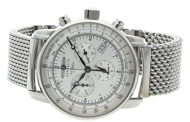 Zeppelin 100 Years Zeppelin Quartz Chrono Alarm Mesh ZE-7680M-1