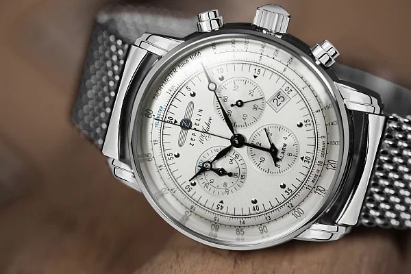 Zeppelin 100 Years Zeppelin Quartz Chrono Alarm Mesh ZE-7680M-1
