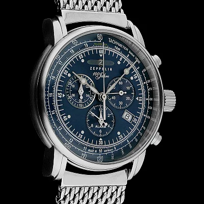 Zeppelin 100 Years Zeppelin Quartz Chrono Alarm Mesh ZE-7680M-3
