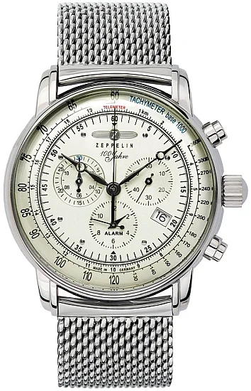 Zeppelin 100 Years Zeppelin Quartz Chrono Alarm Mesh ZE-8680M-3
