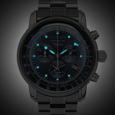 Zeppelin 100 Years Zeppelin Quartz Chrono Alarm Metal Bracelet ZE-7680MB3