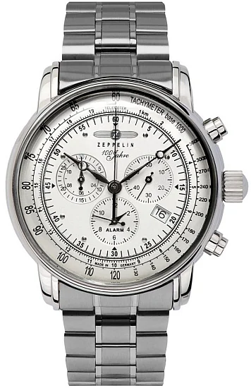 Zeppelin 100 Years Zeppelin Quartz Chrono Alarm Metal Bracelet ZE-7680MB1